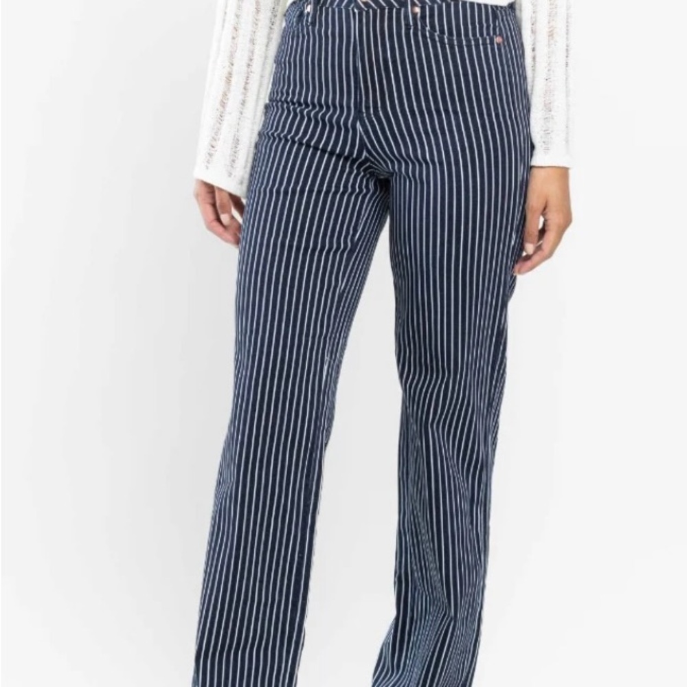 Judy Blue High Waist  Striped Straight Denim